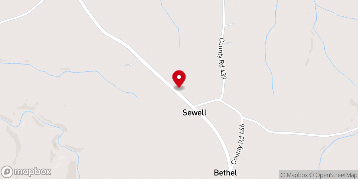 Map showing location of Bethel East Church