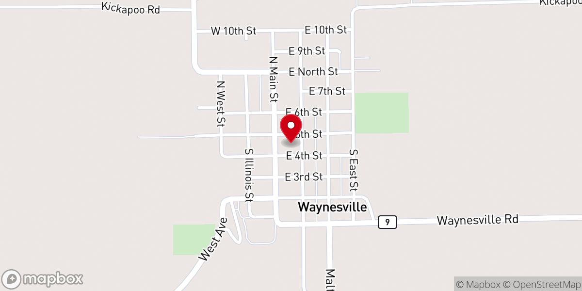 Map showing location of Waynesville Christian Church