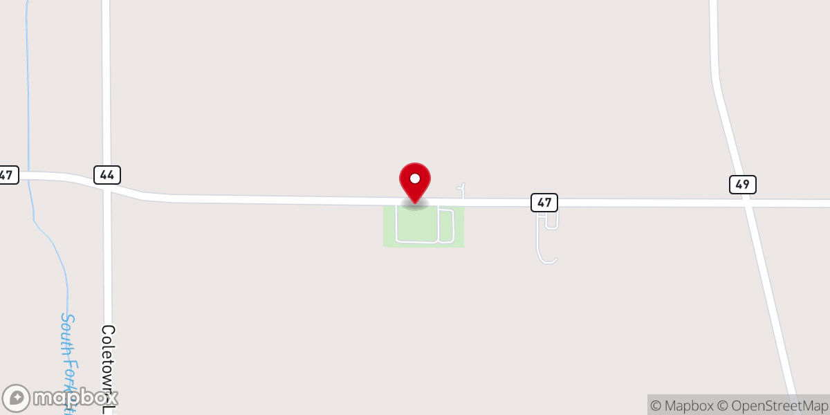 Map showing location of Teegarden Congregational Christian Church