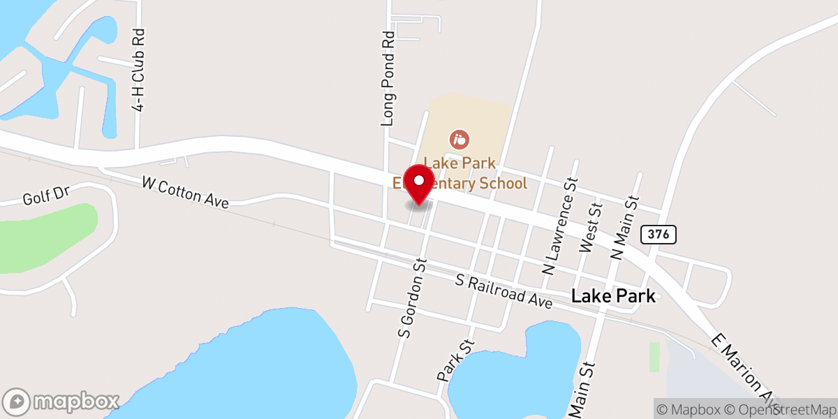 Map showing location of First Baptist Church of Lake Park