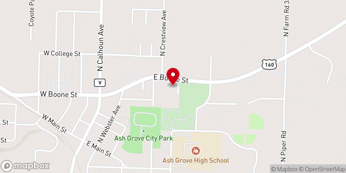 Map showing location of Ash Grove United Methodist-Presbyterian Church