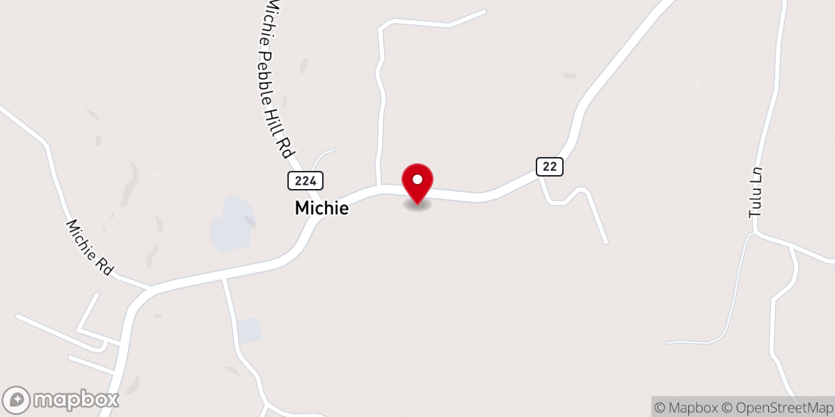 Map showing location of First Baptist Church Michie