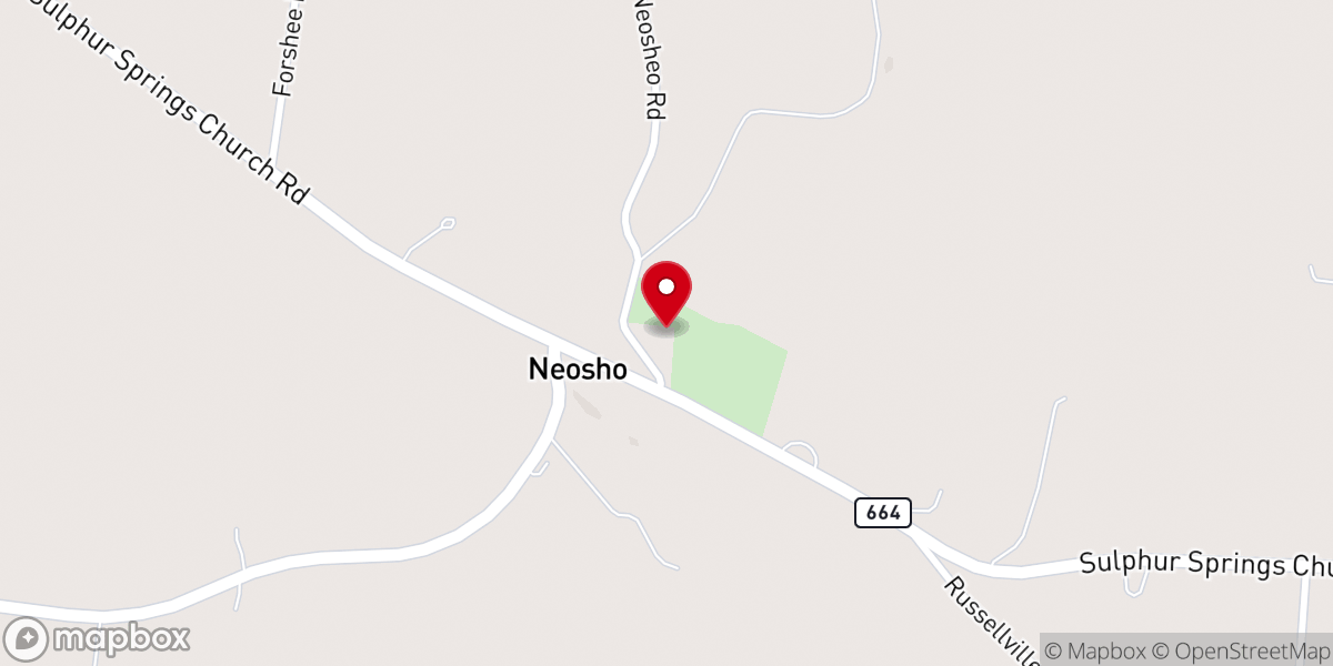 Map showing location of Sulphur Spring Baptist Church