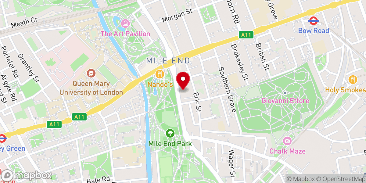 Map showing location of East London Tabernacle Baptist Church