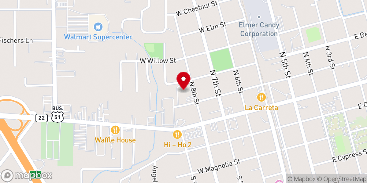 Map showing location of St. Joseph's Catholic Church