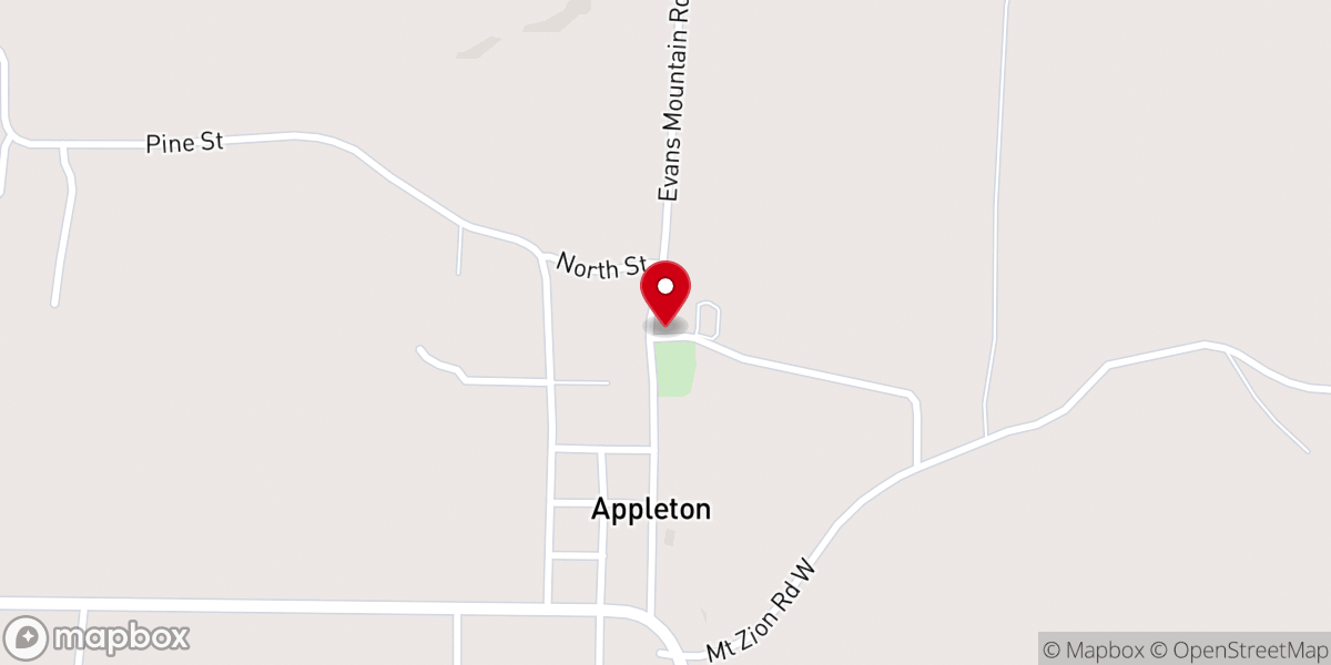 Map showing location of Appleton Cumberland Presbyterian Church