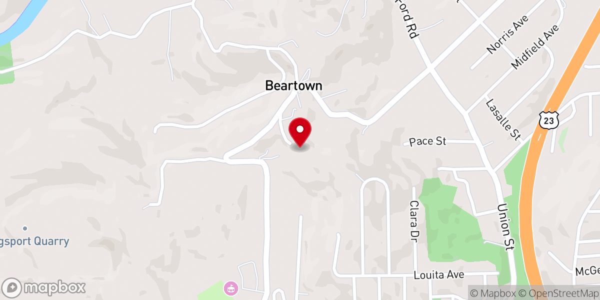 Map showing location of Parker's Chapel