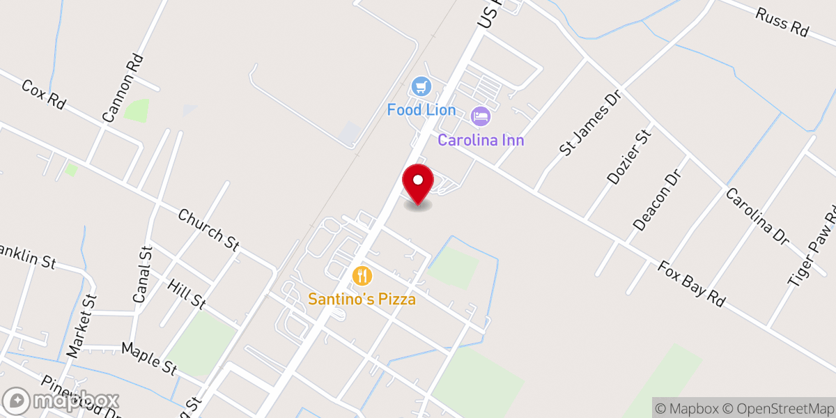 Map showing location of Trinity Baptist Church