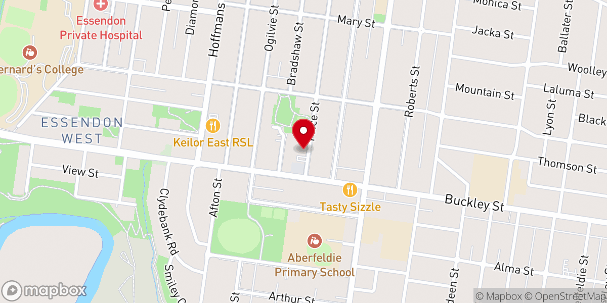 Map showing location of Aberfeldie Baptist Church