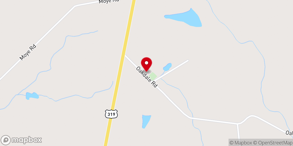 Map showing location of Oak Dale Baptist Church