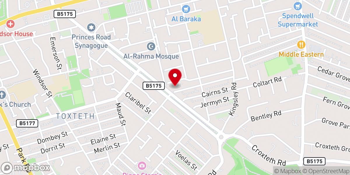 Map showing location of Princes Park Methodist Church & Centre