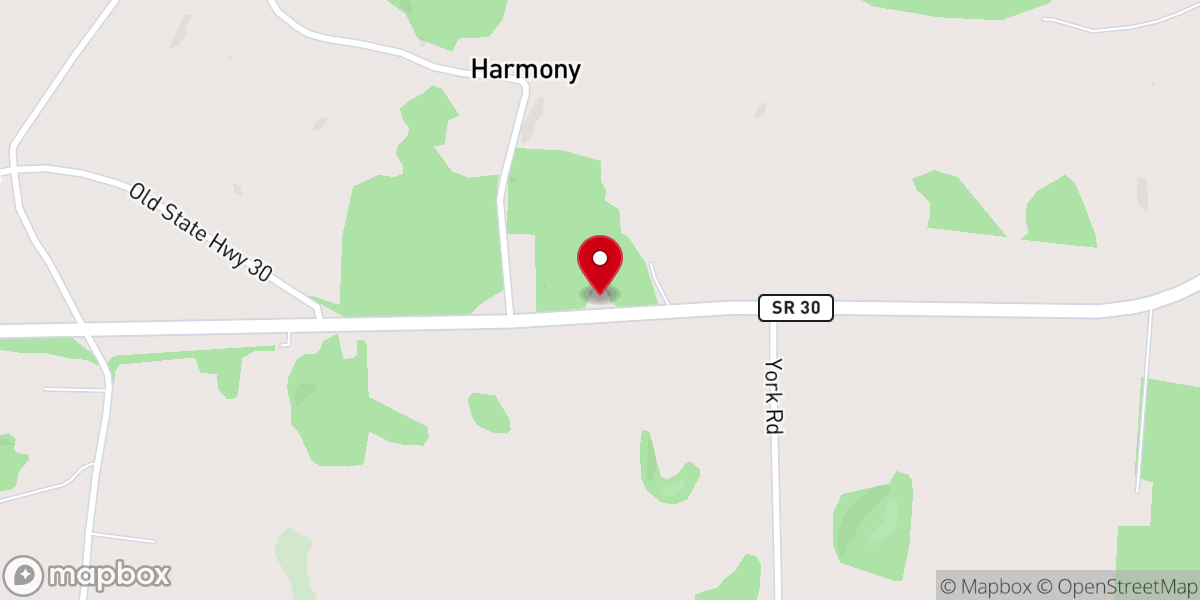 Map showing location of Harmony Church of Christ