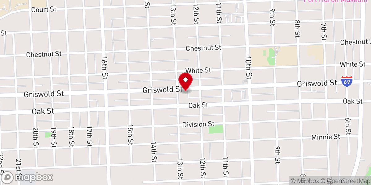 Map showing location of Griswold Street Baptist Church