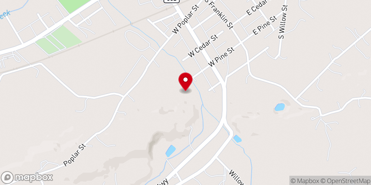 Map showing location of Community Baptist Church of Berks County Pa