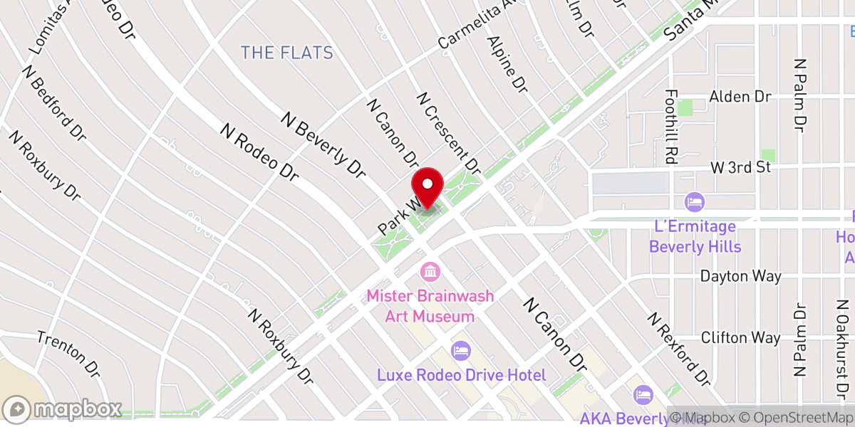 Map showing location of Beverly Hills Sign