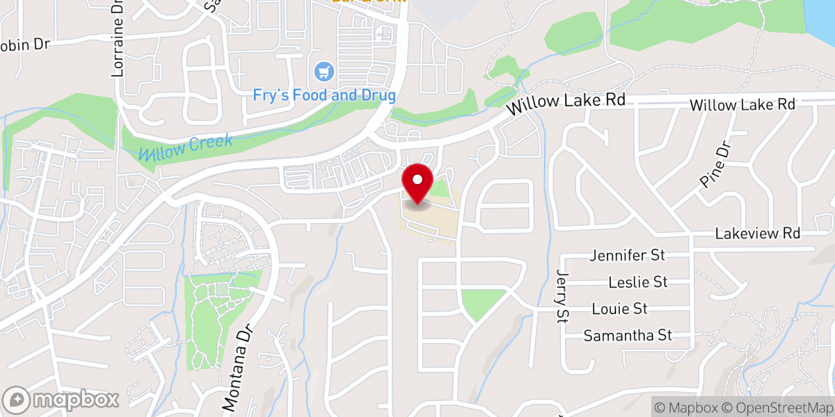 Map showing location of Willow Hills Baptist Church