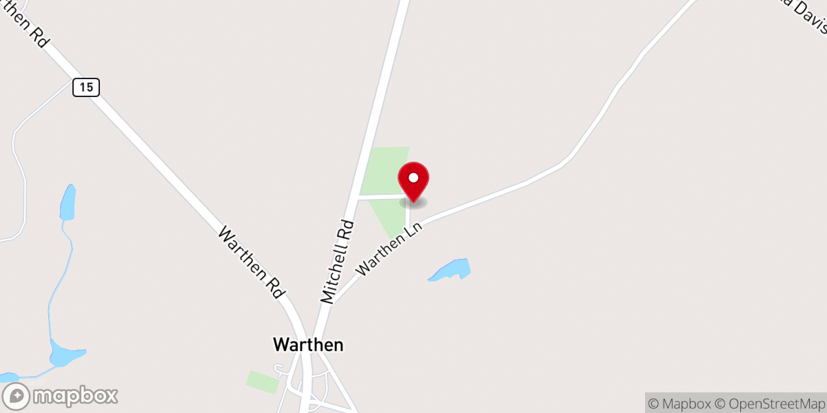 Map showing location of Warthen United Methodist Church