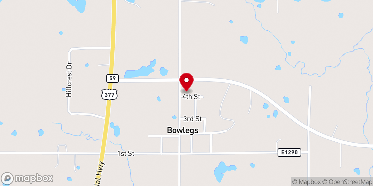 Map showing location of Bowlegs United Methodist Church