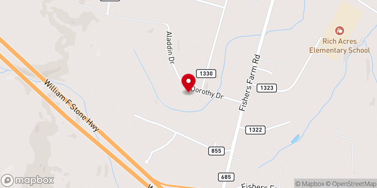 Map showing location of Rich Acres Christian Church