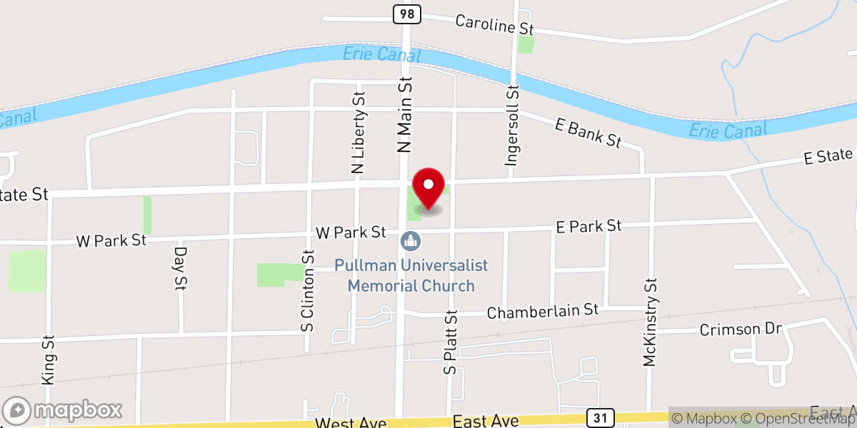 Map showing location of Orleans County Courthouse