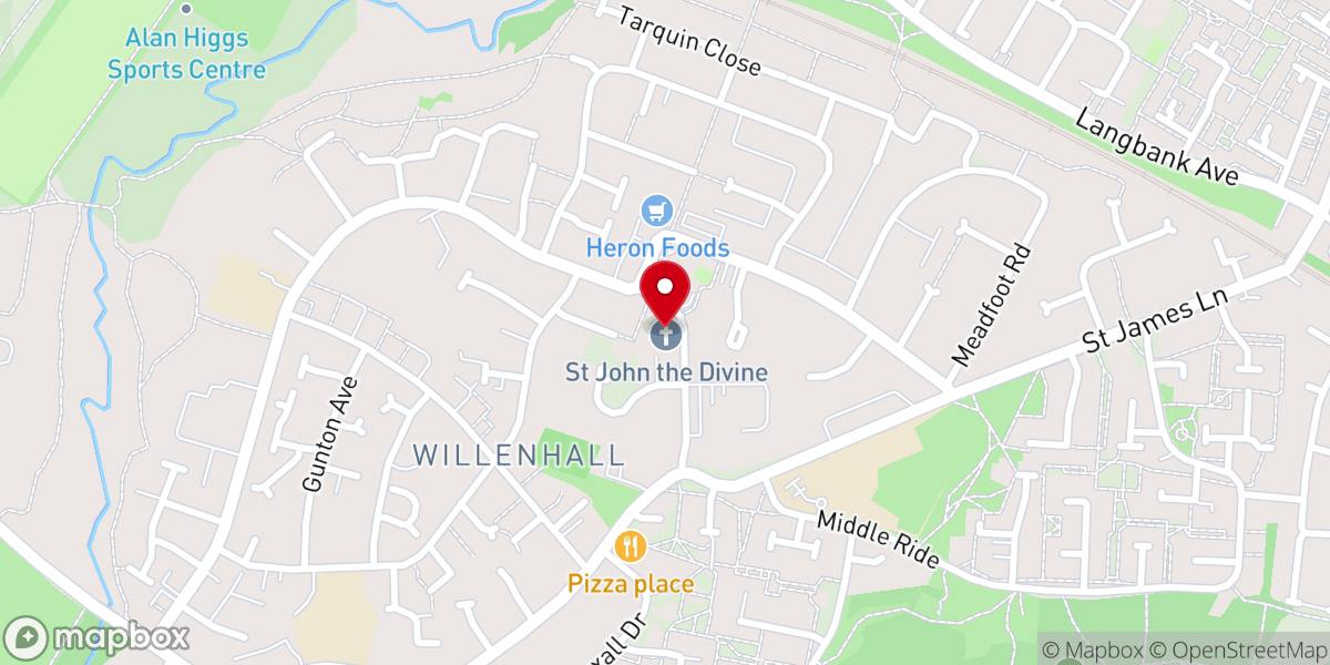 Map showing location of St John the Divine C of E Church