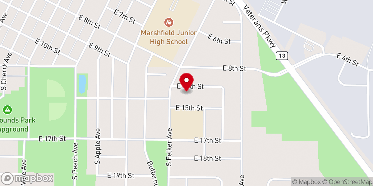 Map showing location of Marshfield Church of Christ
