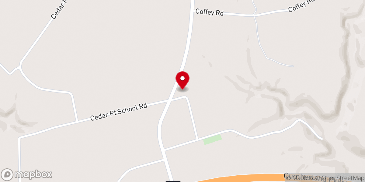 Map showing location of Cedar Point Baptist Church