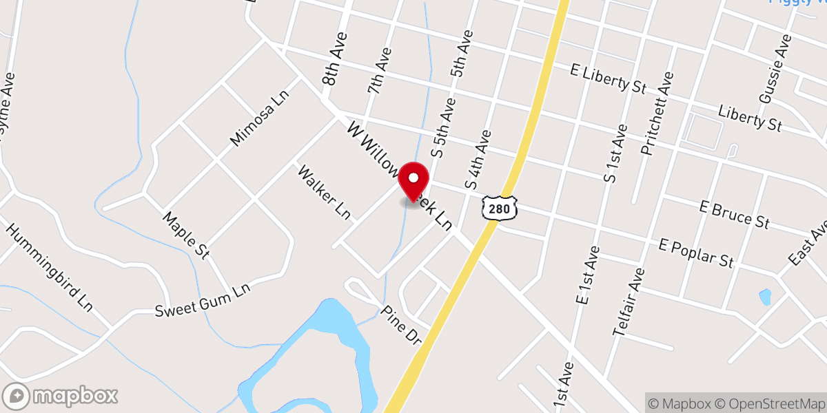 Map showing location of McRae Church of God