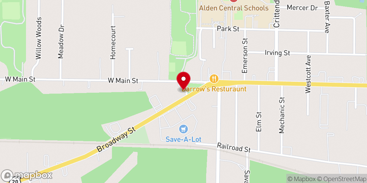 Map showing location of Alden Community Theatre Society