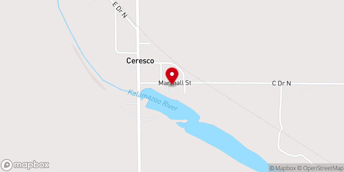 Map showing location of Ceresco Baptist Church