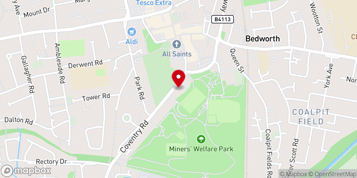 Map showing location of Bedworth Baptist Church
