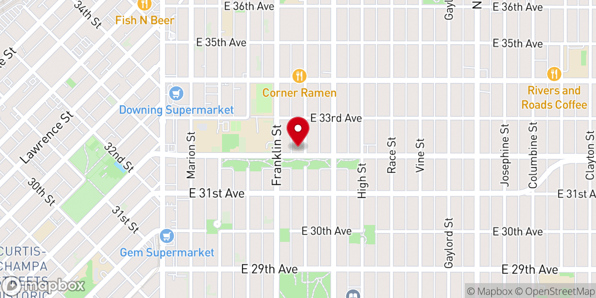Map showing location of Denver Gospel Hall