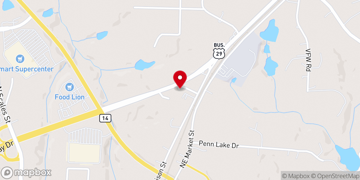 Map showing location of Peoples Church Reidsville