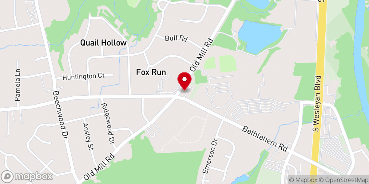Map showing location of Bethlehem Presbyterian Church