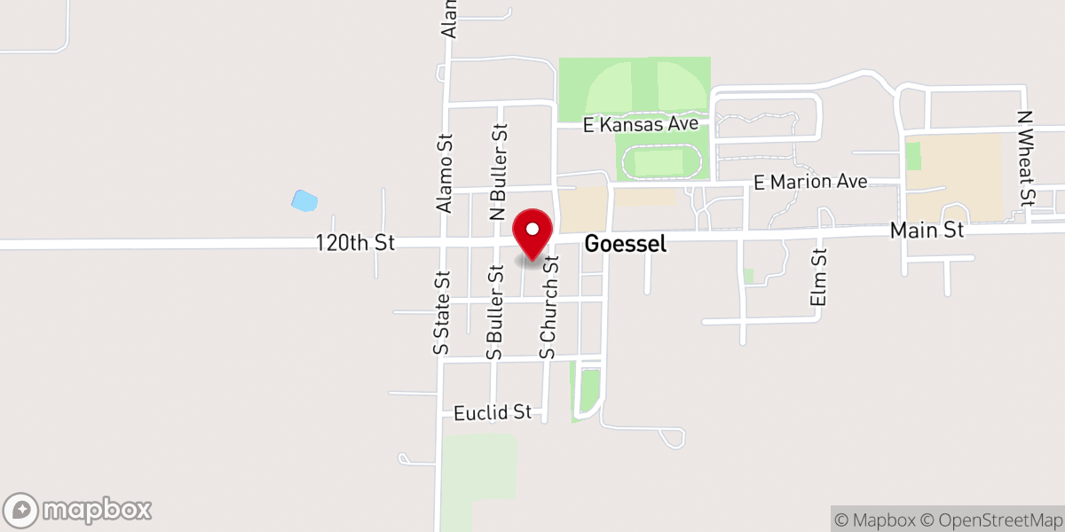 Map showing location of Goessel Church