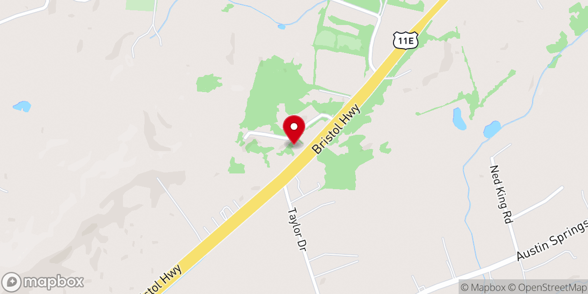 Map showing location of Piney Flats Presbyterian Church