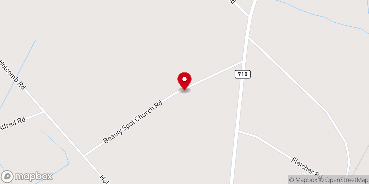 Map showing location of Beauty Spot Church
