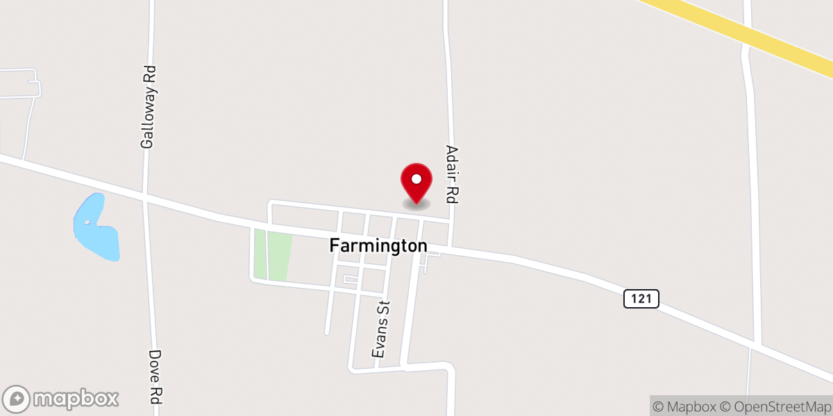 Map showing location of Farmington Baptist Church