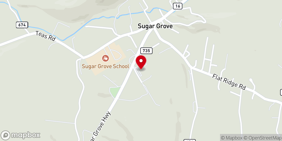 Map showing location of Bald Rock Church