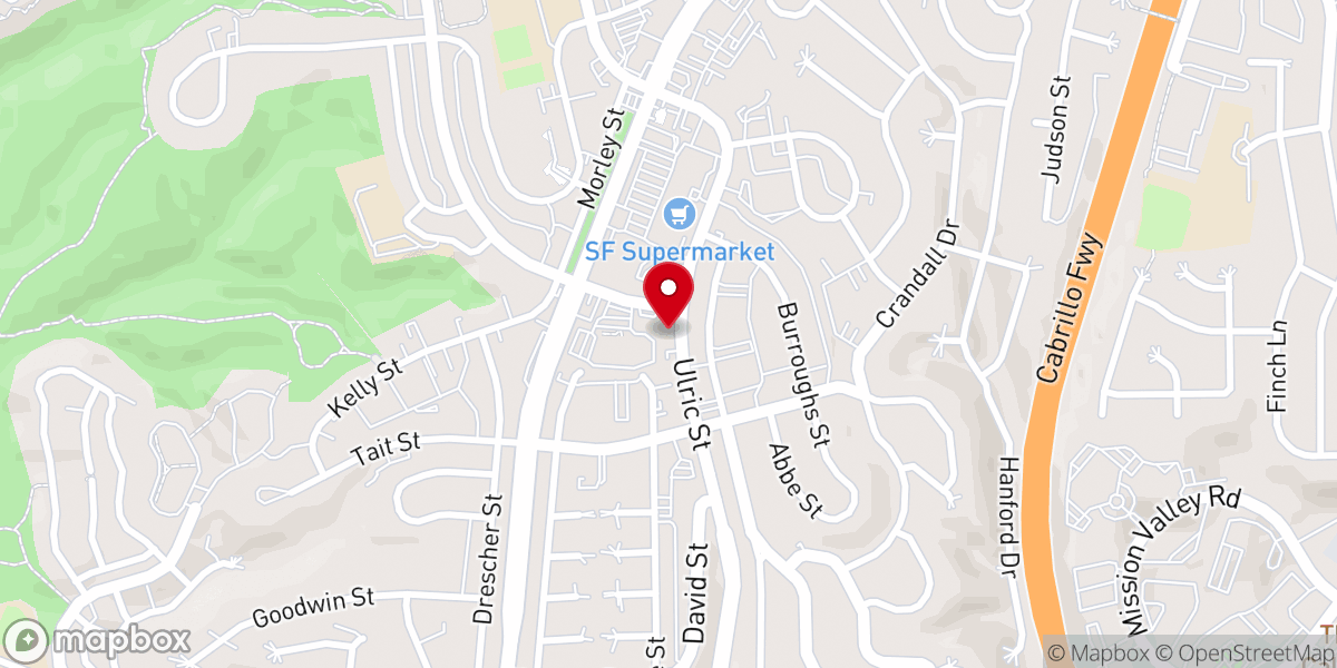 Map showing location of Linda Vista Presbyterian Church
