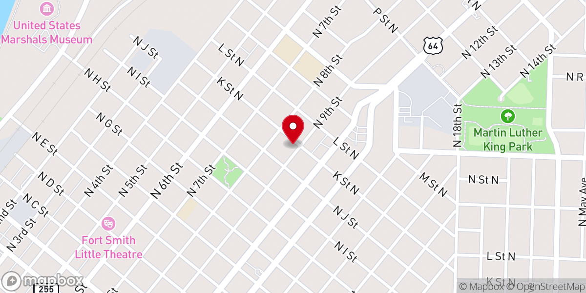 Map showing location of Ninth Street Baptist Church