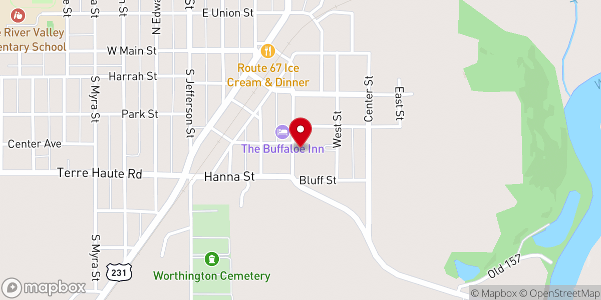 Map showing location of Concord General Baptist Church