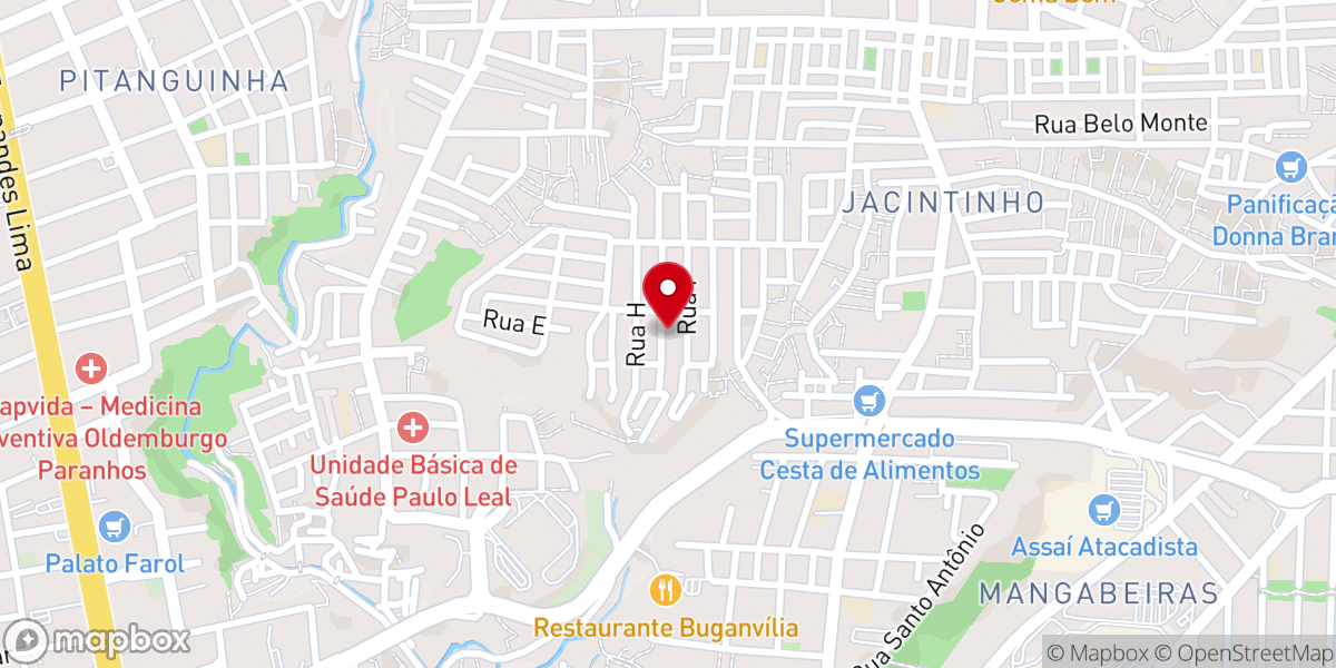 Map showing location of Igreja Batista Peniel