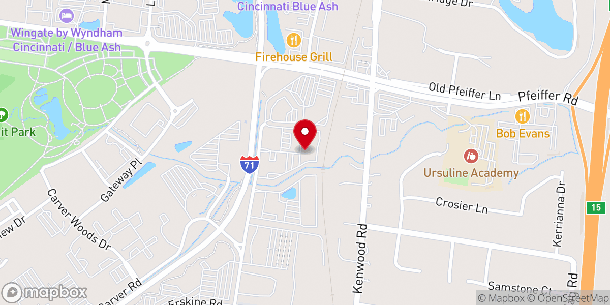 Map showing location of Blue Ash Community Church