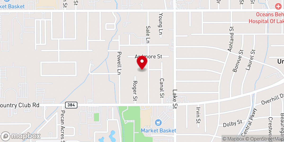 Map showing location of Lake Charles chapel