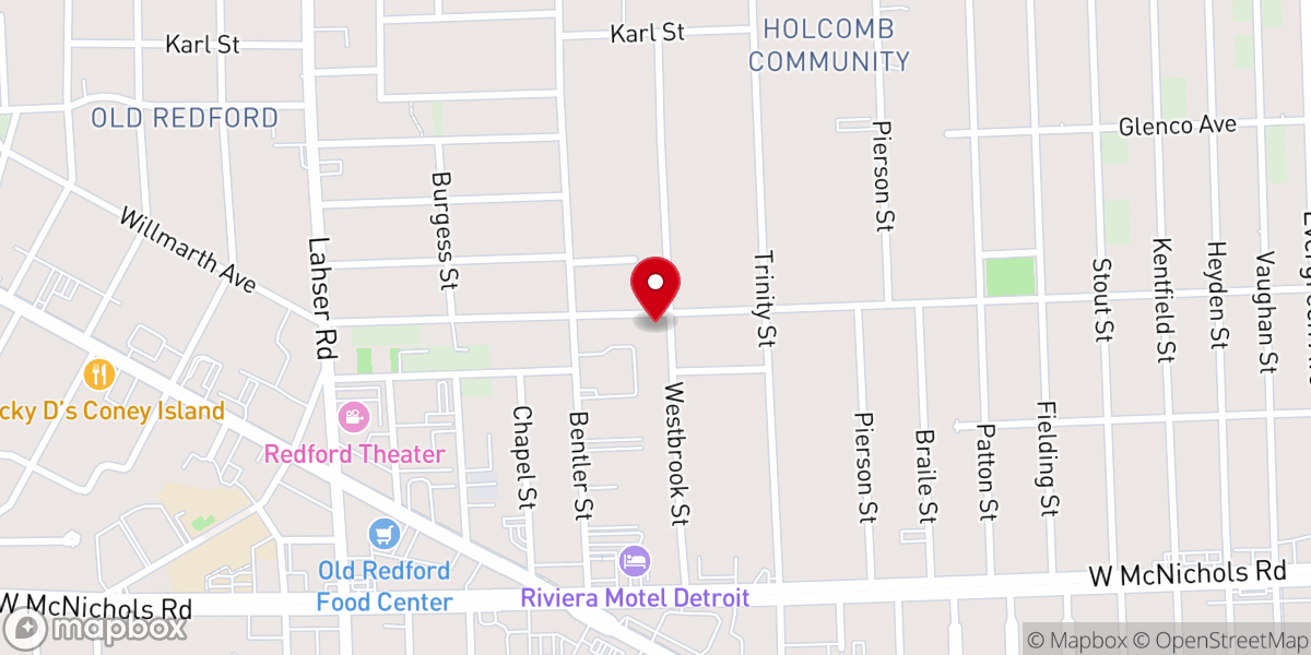 Map showing location of Detroit Redford Free Methodist Church