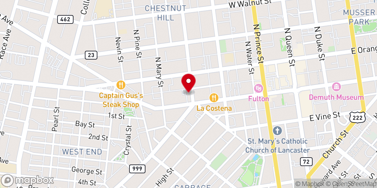 Map showing location of Lancaster Anabaptist Fellowship