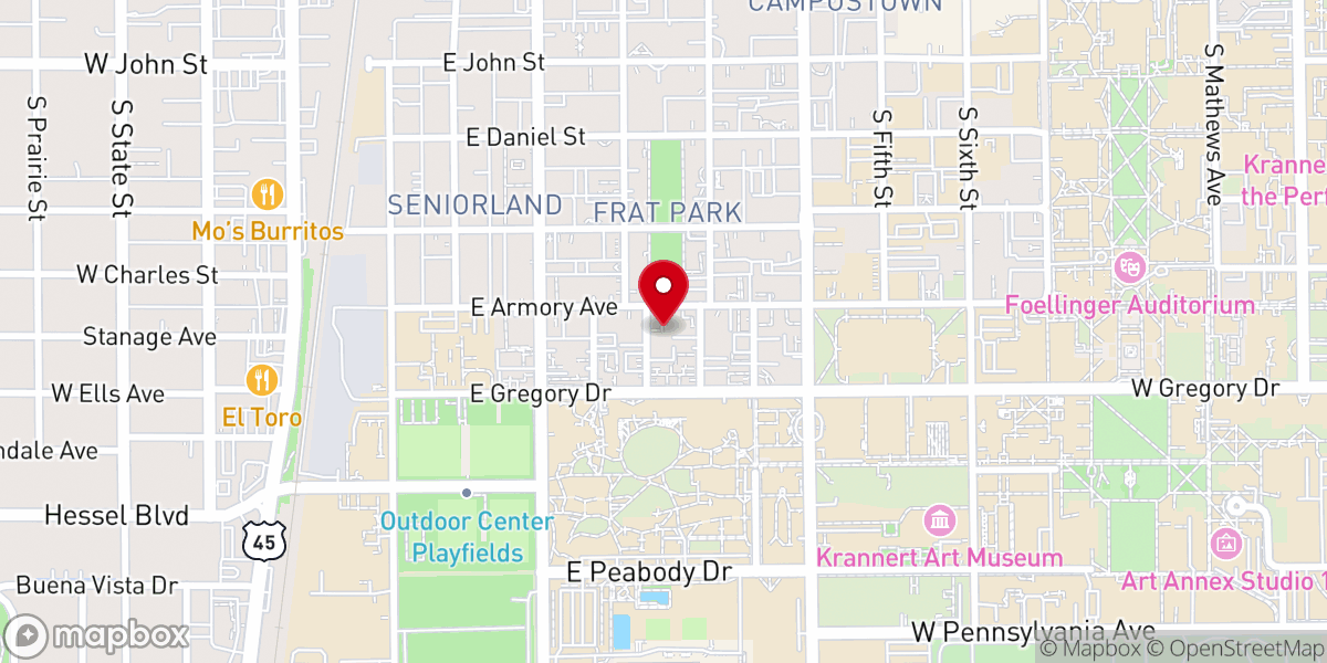 Map showing location of Champaign-urbana Mikvah Association