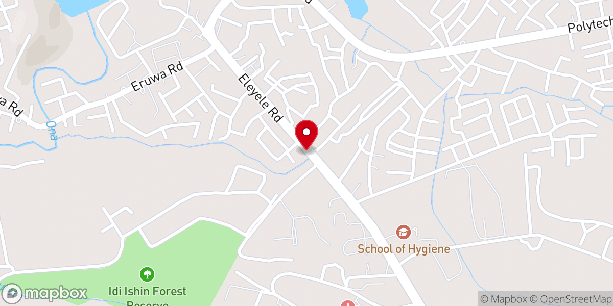 Map showing location of Mountain of fire and miracle ministries Eleyele SW67/Rhq