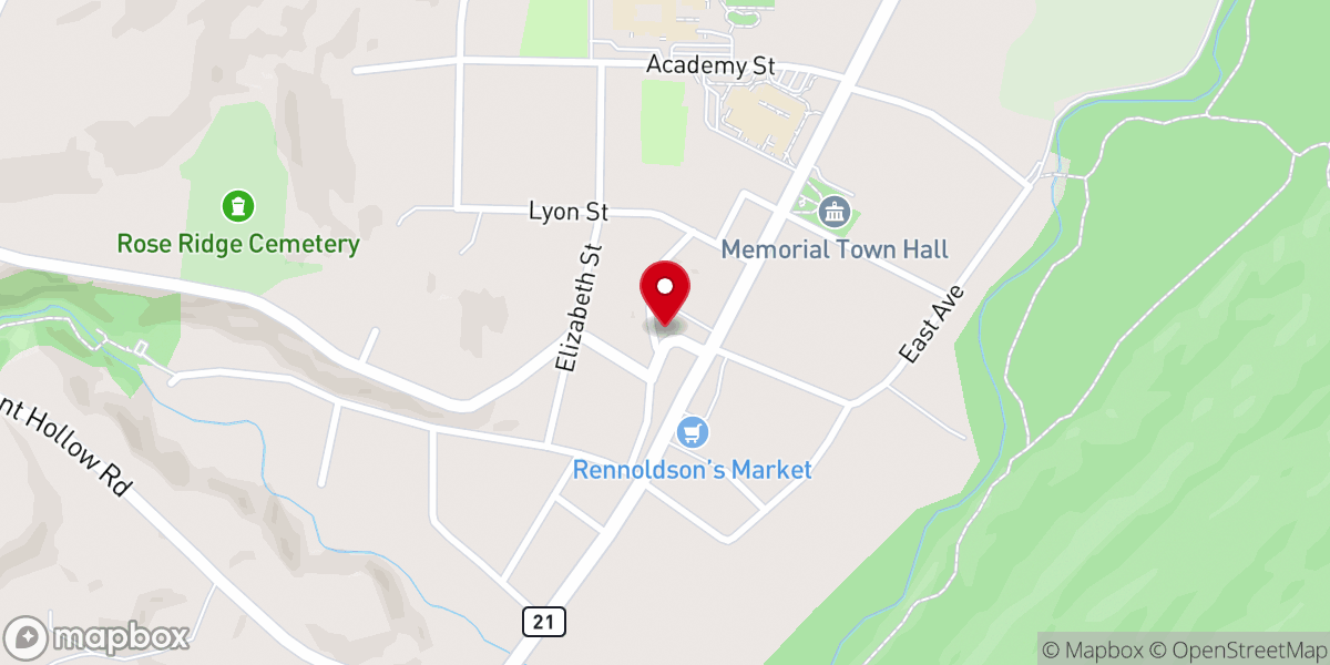 Map showing location of Hilltop Fellowship Church